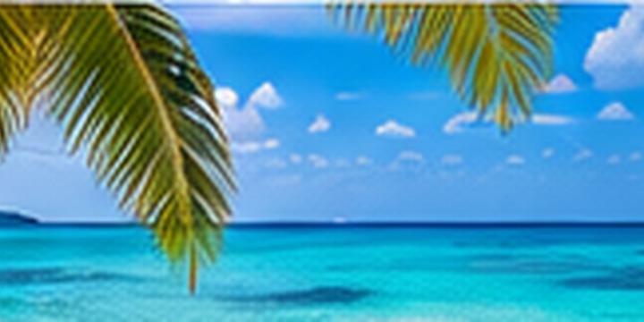 A palm-fringed beach and turquoise ocean